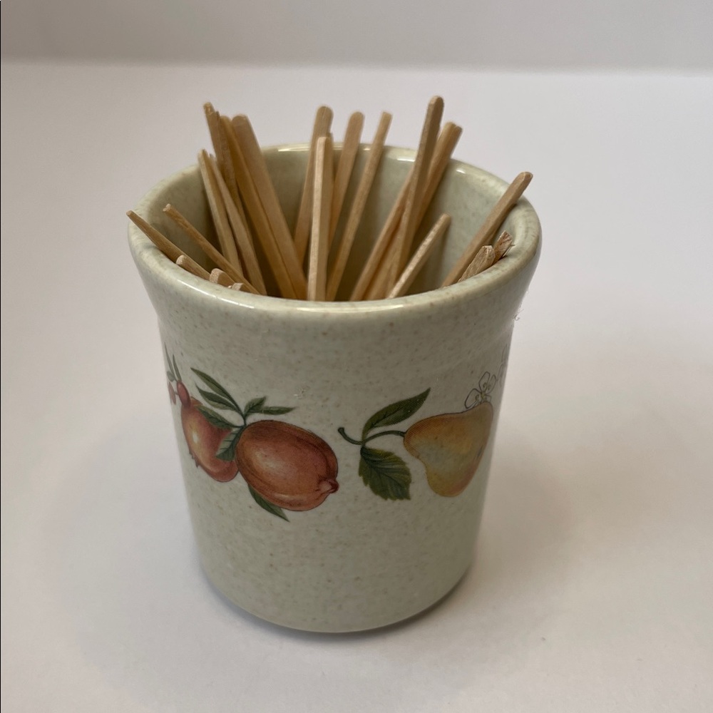 Wedgwood Cream Ceramic Holder with Peach and Green Leaf Motif - Picture 2 of 4